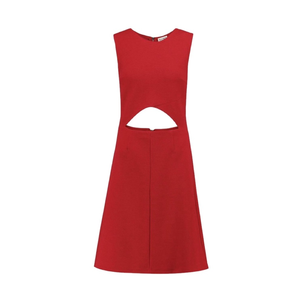 SUNO Wool Cut Out Dress in Red